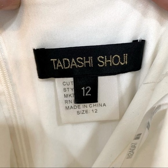 Tadashi Shoji One Shoulder Ivory Chiffon Gown / Wedding Dress Size 12 - Picture 10 of 10